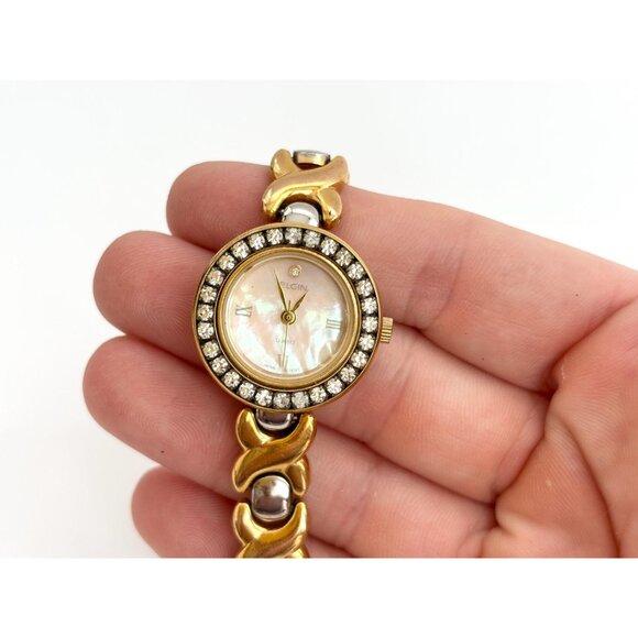 ELGIN EC273-017 Gold Toned Rhinestone Vintage Women's Wristwatch - 24mm - WORKS! - Picture 9 of 9